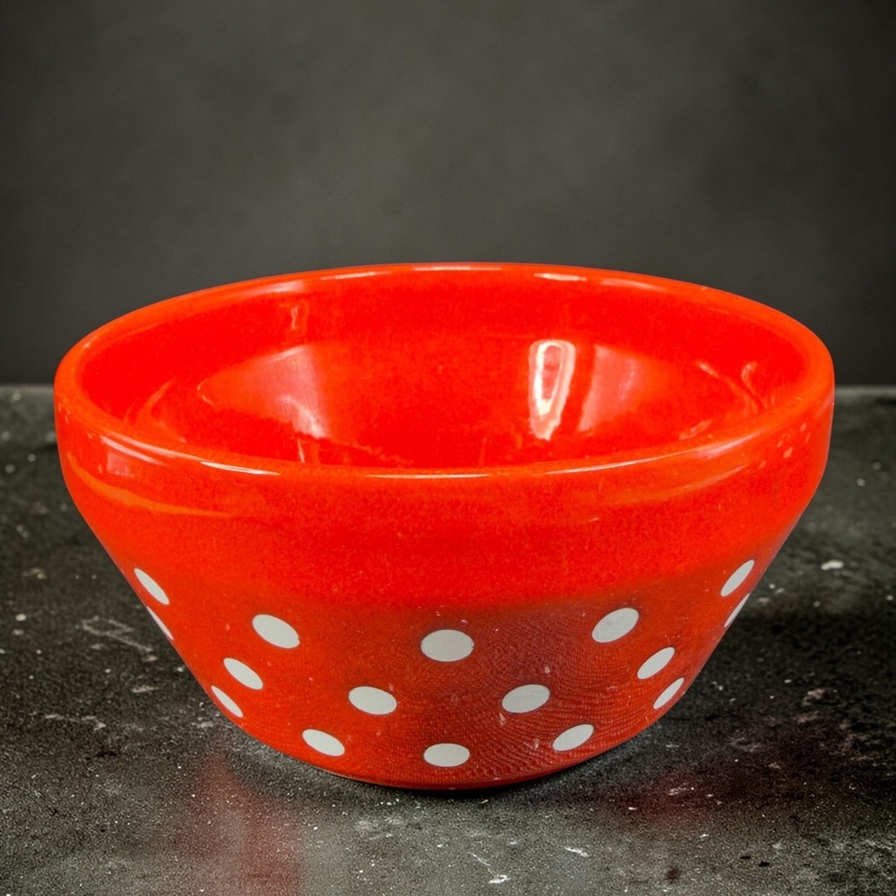 Waechtersbach West Germany Red White Polka Dot Ceramic Dish Bowl Vintage 6inch‎